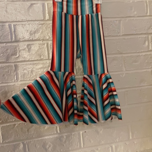 Vintage Velvet Matching Serape Set Boho Bellbottoms Crop Top - Picture 4 of 4